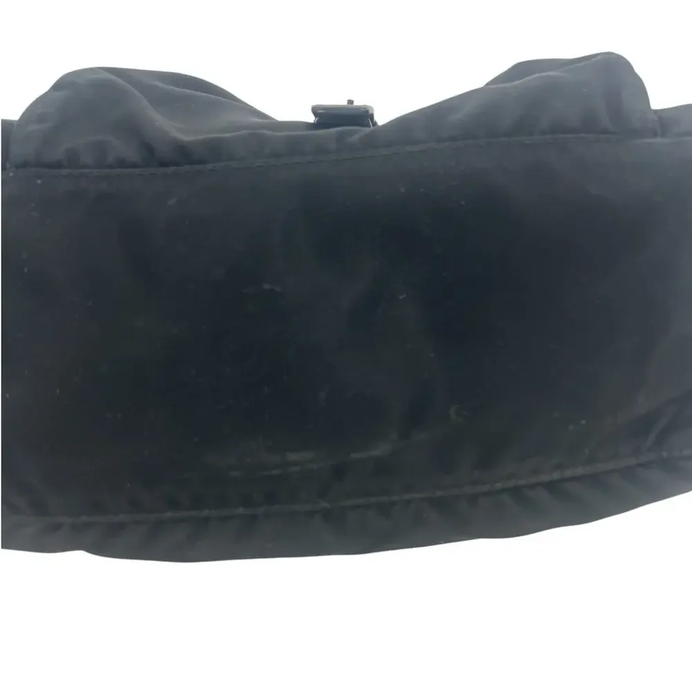 Prada Black Nylon Logo Plaque Messenger Crossbody Bag
